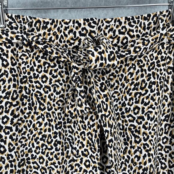 J Crew Womens Wide Leg Silk Pants Size 8 Animal Print Neutral Crop Belted Office - Picture 3 of 13